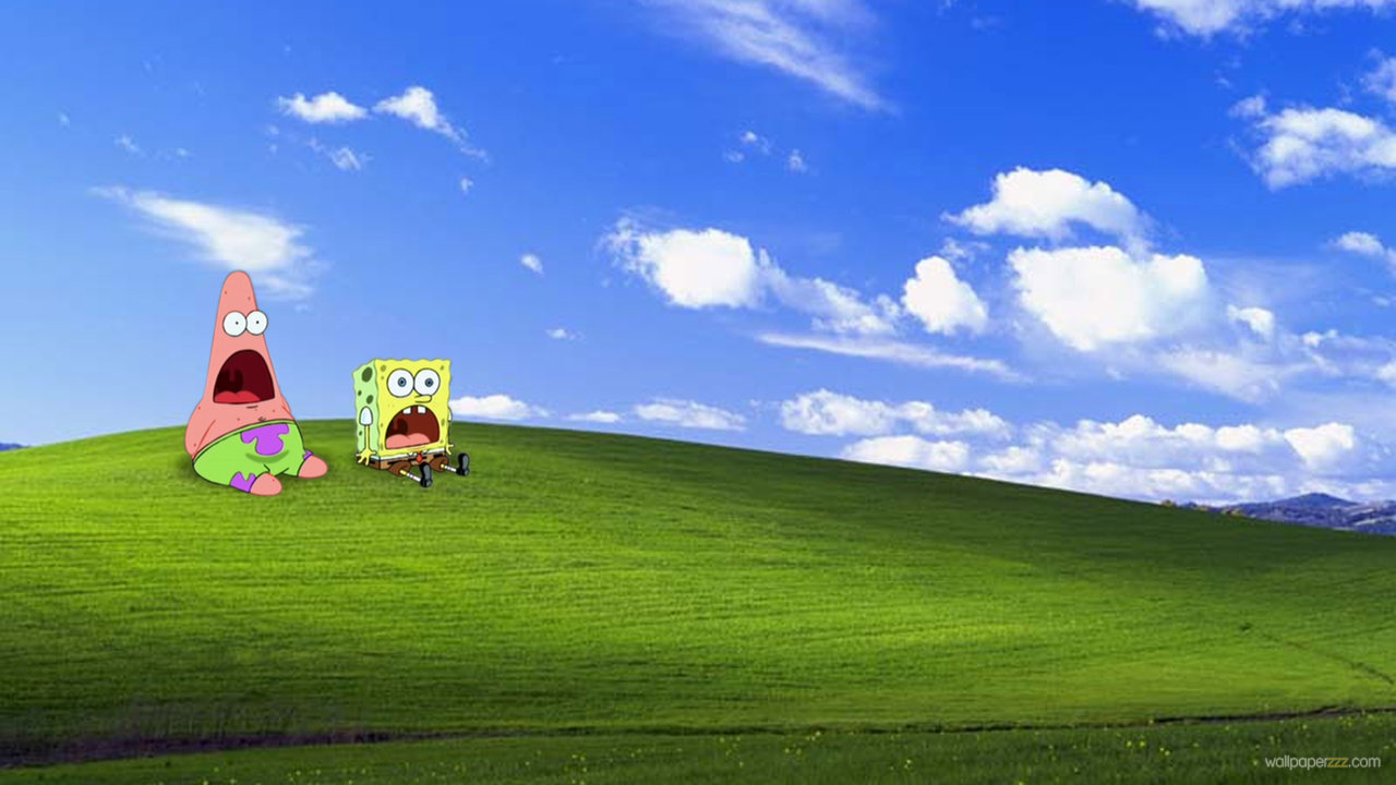 Spongebob And Patrick On A Classic Windows Desktop HD Wallpaper