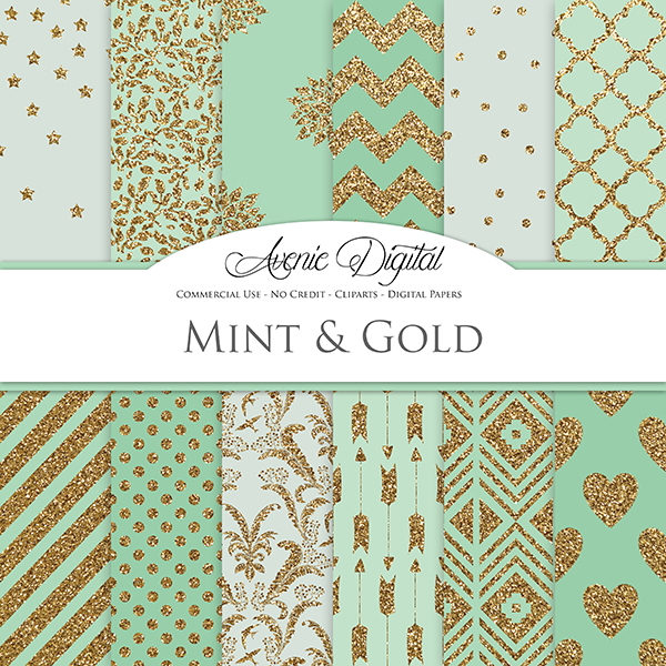 Background General Gold And Mint Digital Paper