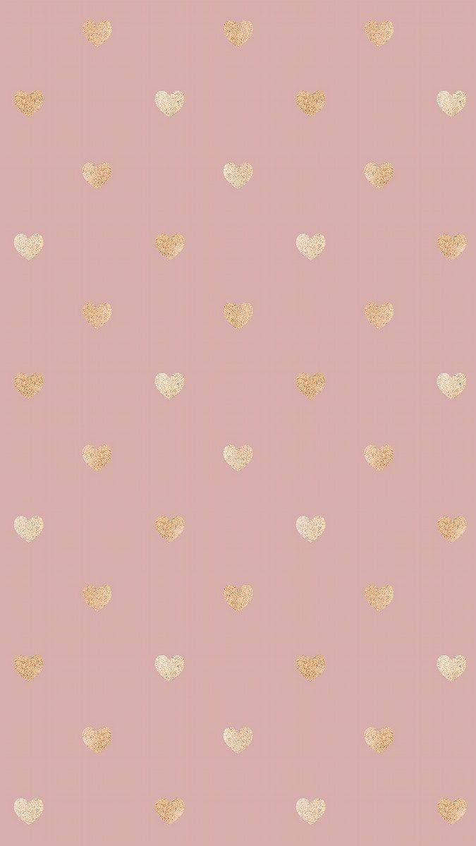 Seamless Glittery Gold Hearts Patterned Background Image By