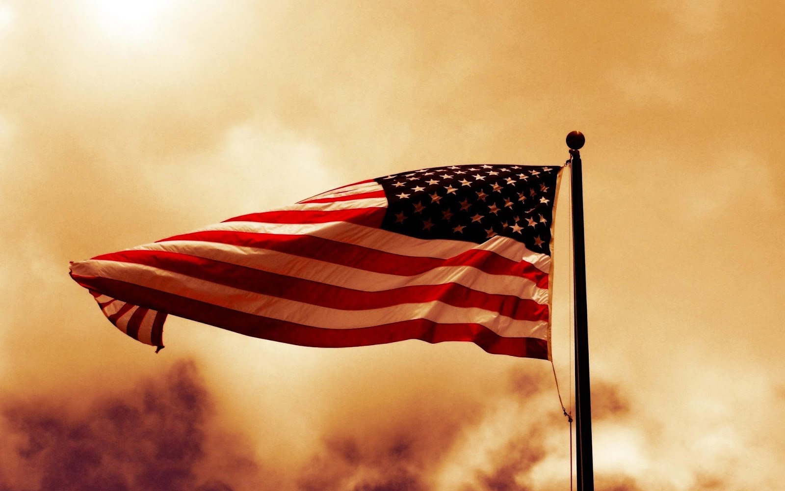 American Flag With Sunset HD Wallpaper Old