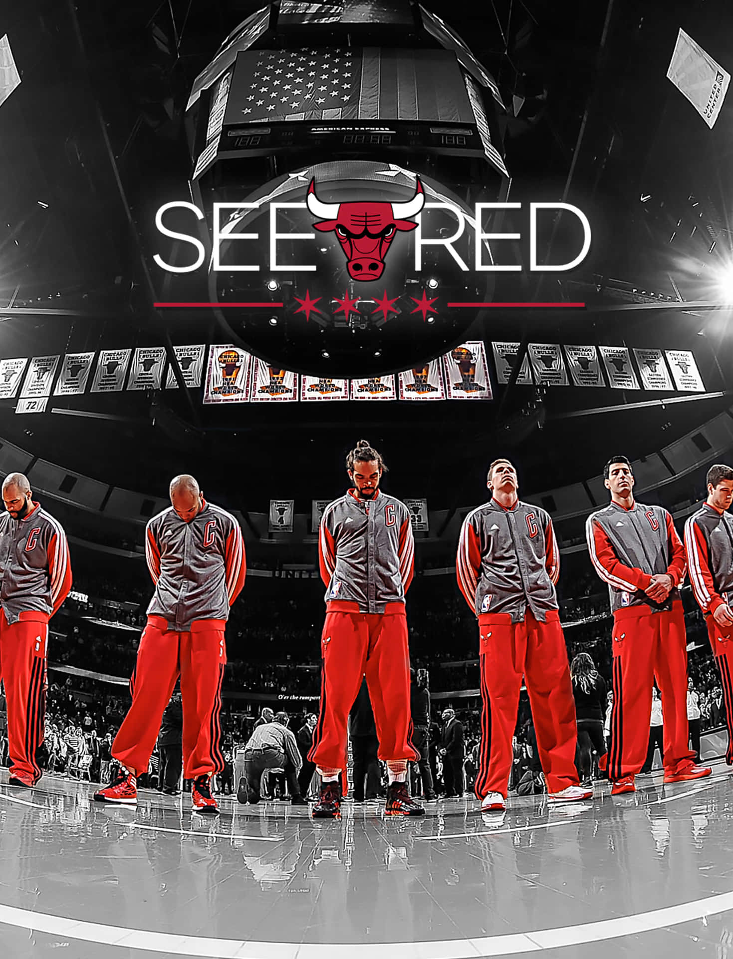 A Showcase Of The Legendary Chicago Bulls Logo On An iPhone Wallpaper