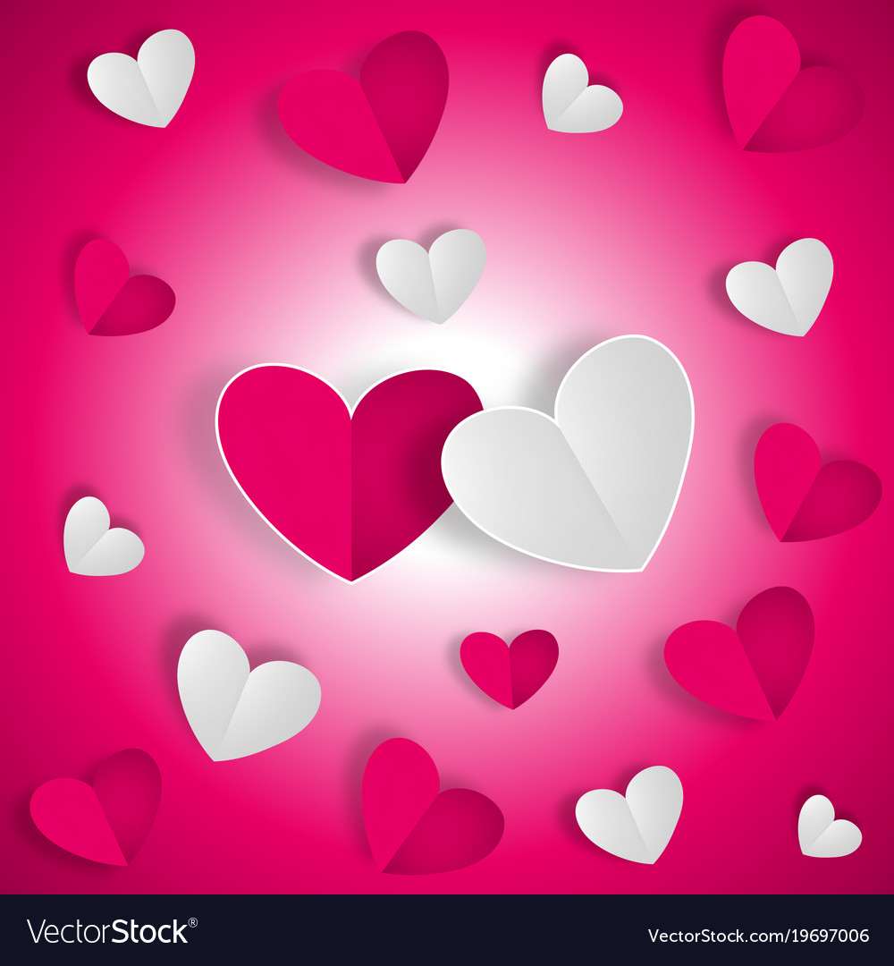 Love Background With White And Red Hearts On Vector Image