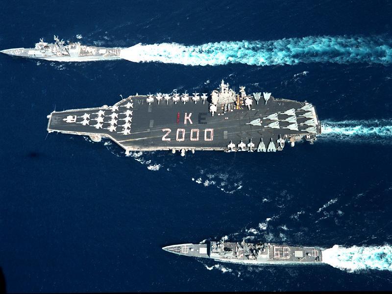 Navy Us Ship Uss Eisenhower Carrier In Formation Cvn