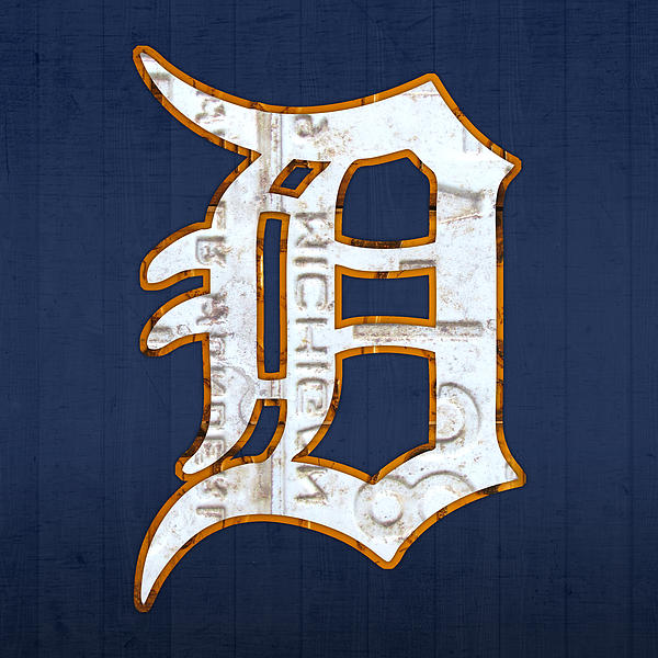 Detroit Tigers Baseball Old English D Logo License Plate Art By Design