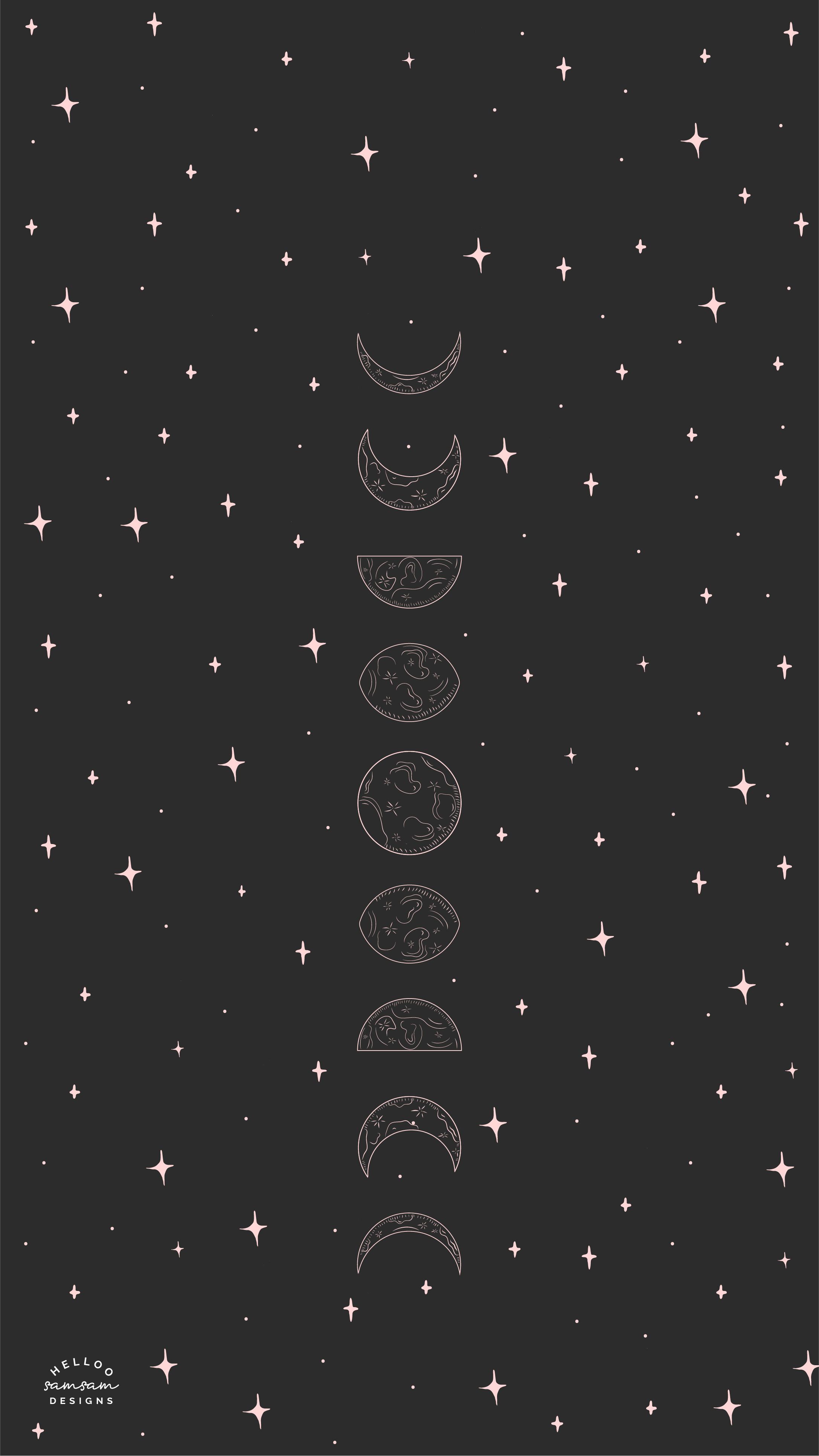 Moon Phases Phone Wallpaper