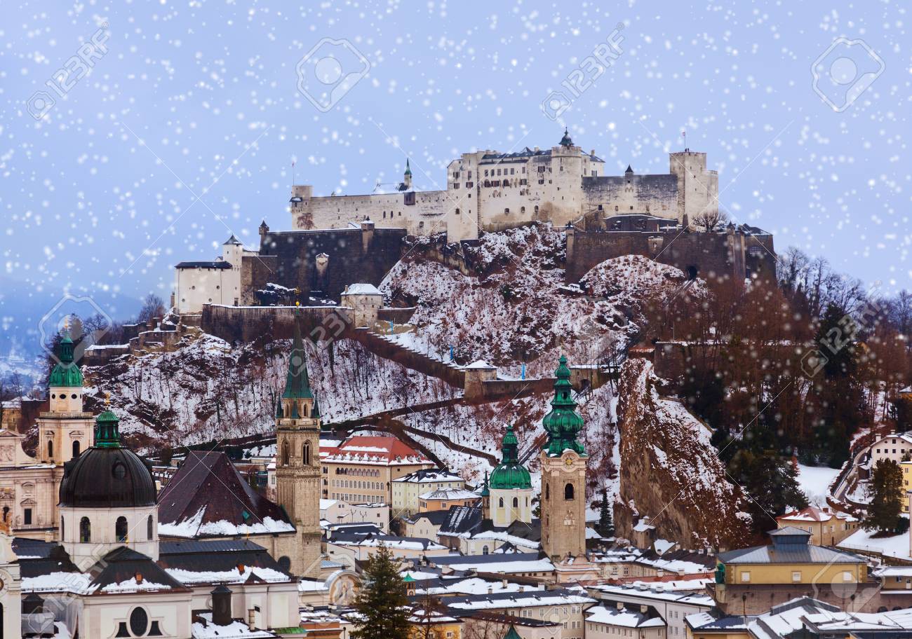 Salzburg Austria At Winter Architecture Background Stock Photo