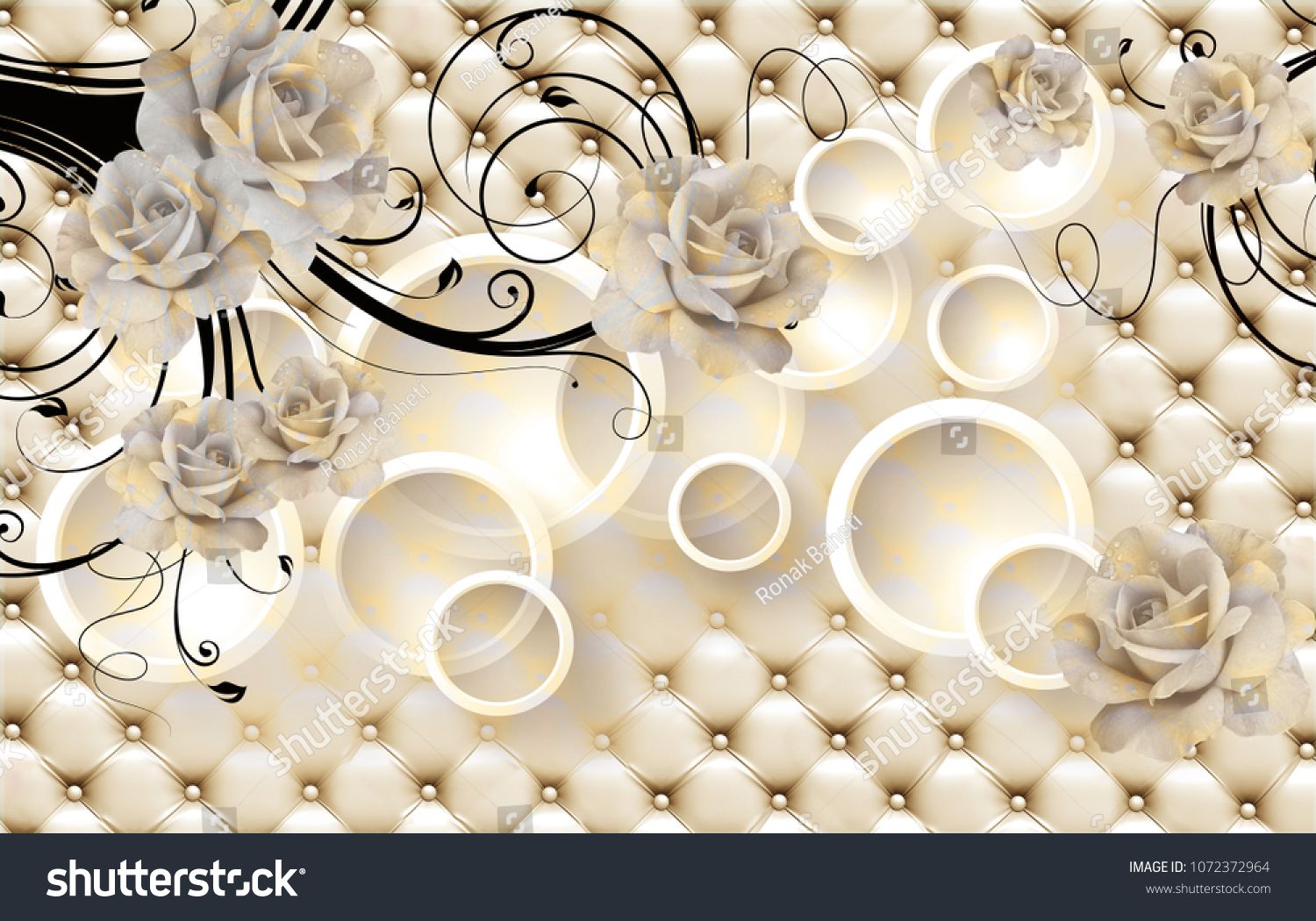 3d Flowers Background With Circle Wallpaper For Walls Sponsored