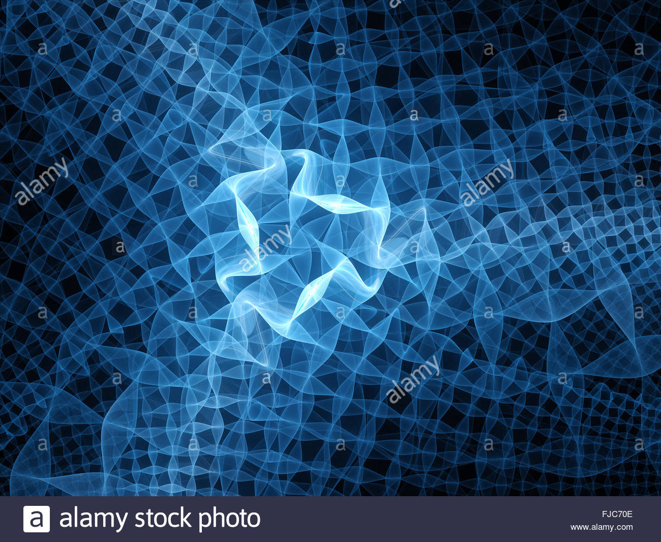 Blue Glowing Mesh Interference Puter Generated Abstract Stock