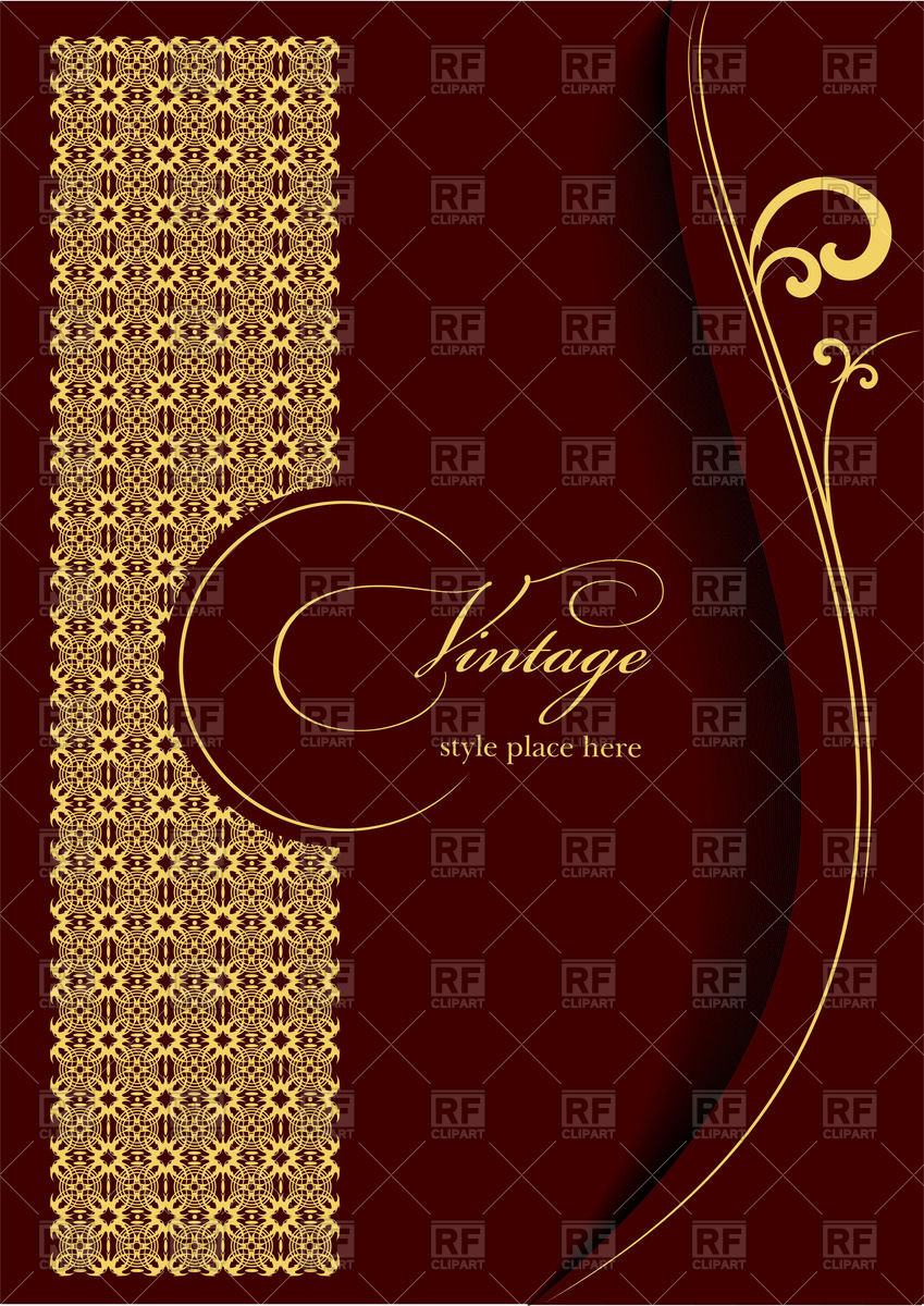 Elegant Gold Ornament On Burgundy Background Template For Brochure