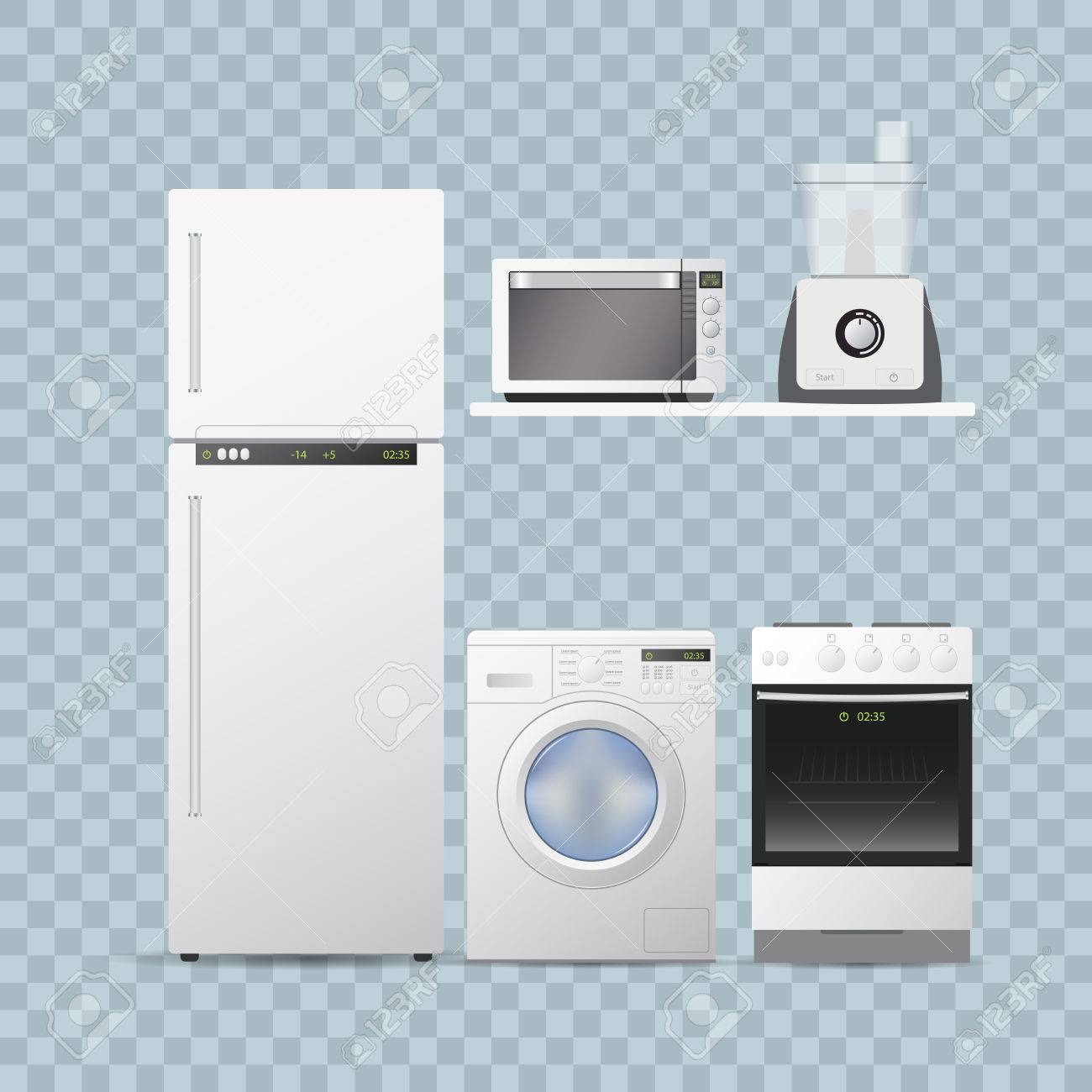 Set Household Appliances For Kitchen Transparent Background