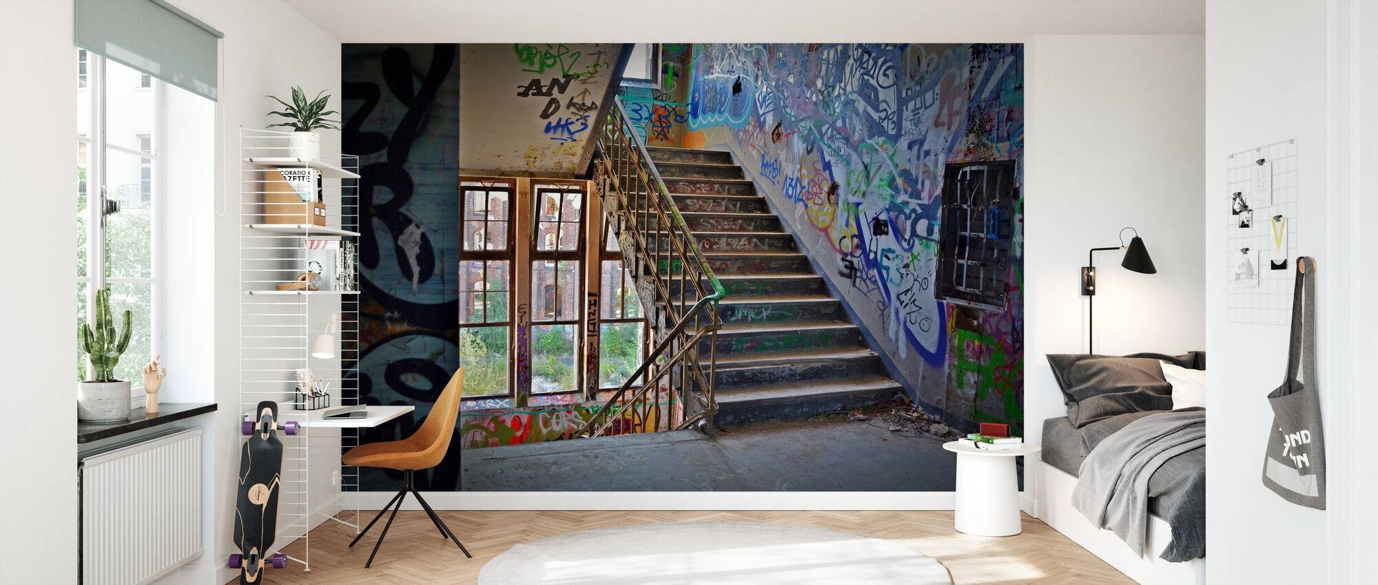 Industrial Building Staircase High Quality Wall Murals With