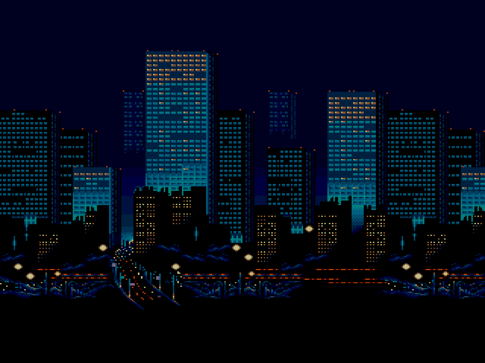 cityscapes buildings 8bit HD Wallpaper of City Town