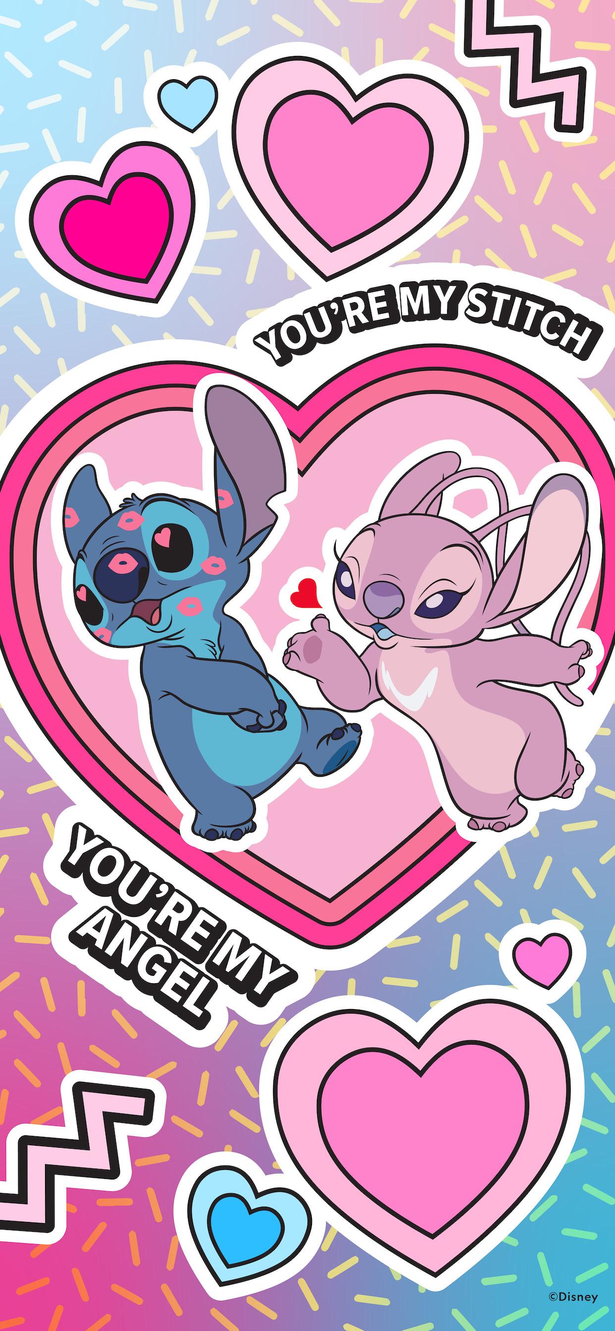 Valentine S Day Stitch And Angel Wallpaper iPhone Android