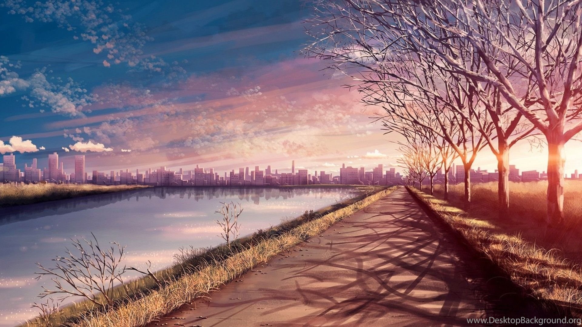 Scenery Anime Sunset Background Wallpaper Teahub Io