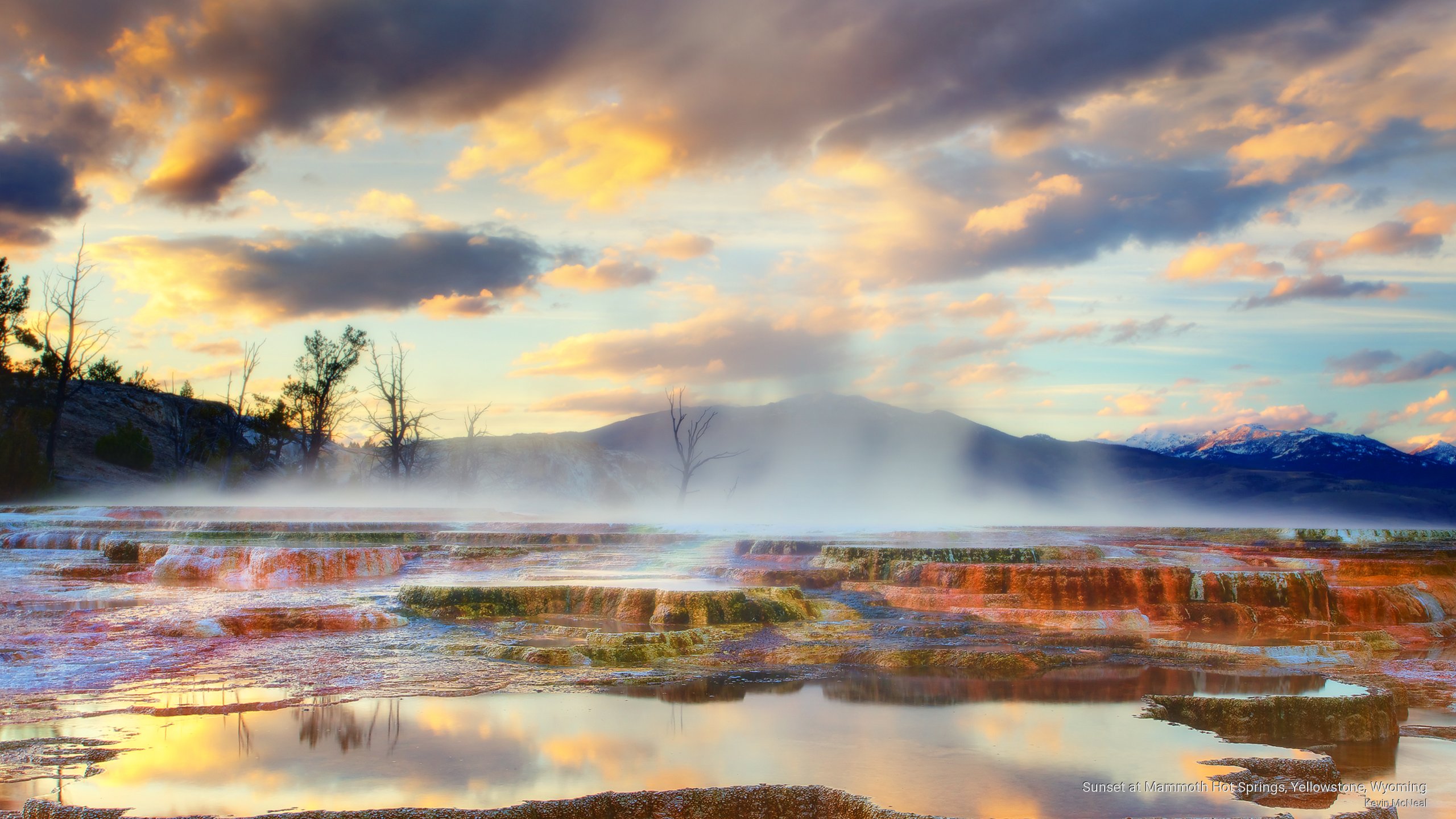 Parks Wallpaper Sunset At Mammoth Hot Springs Yellowstone Wyoming