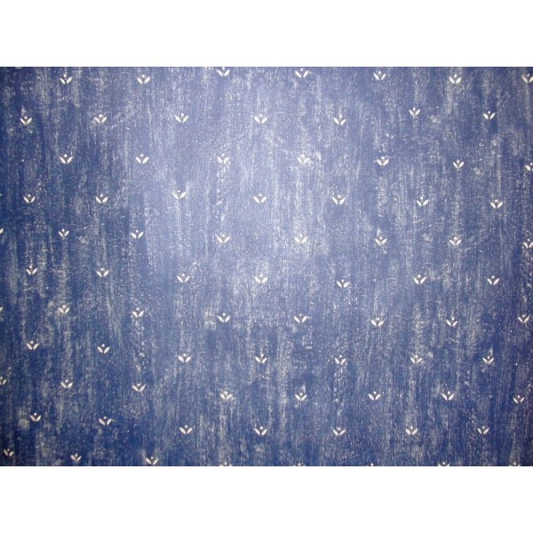 Wallpaper Cottage Print Navy Blue Distressed With Small