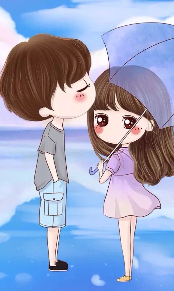 Cute Couple Cartoon Wallpaper On