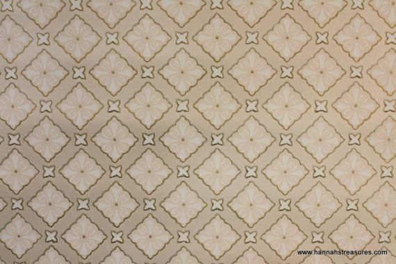 white and gold geometric vintage wallpaper