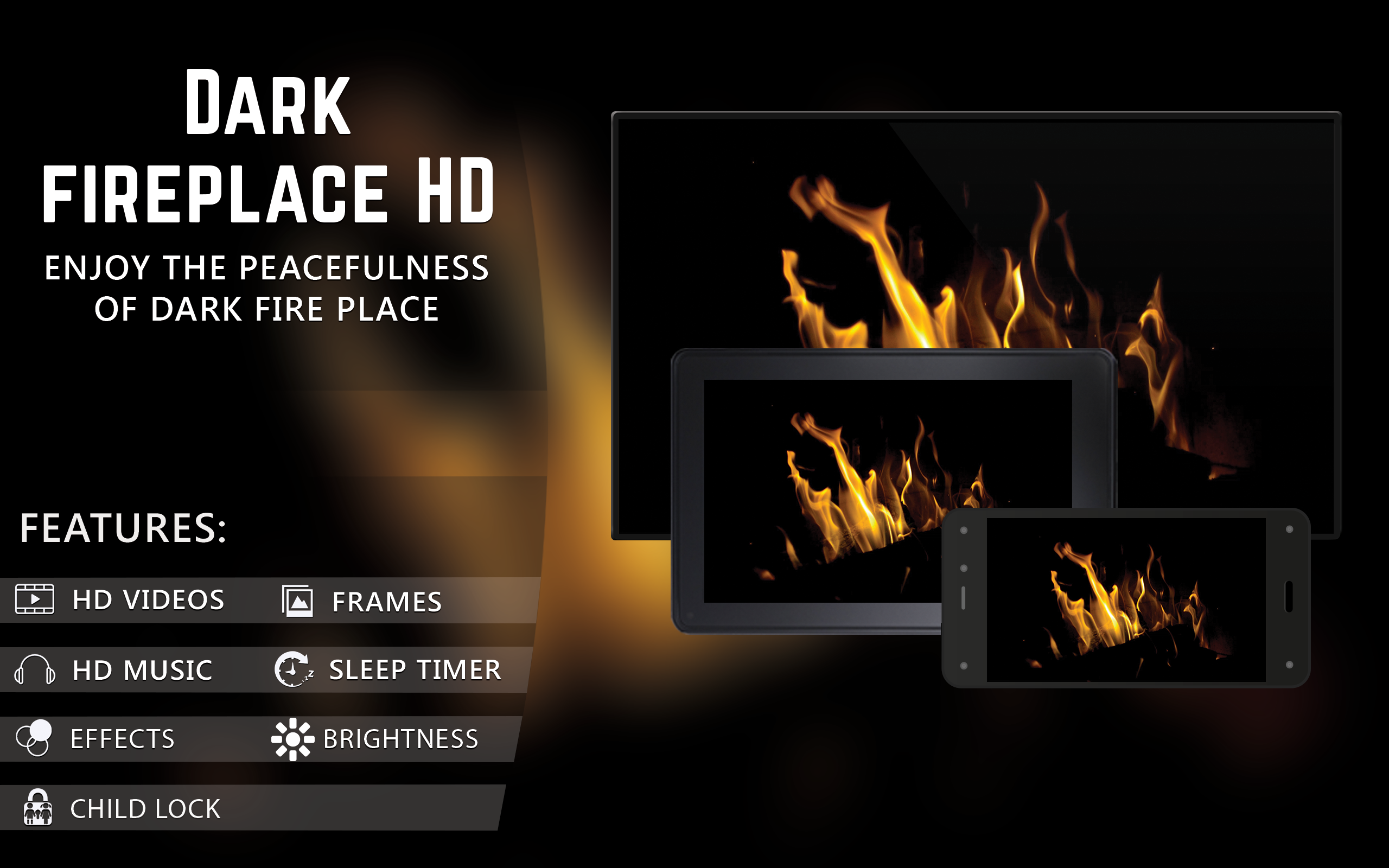 Dark Fireplace HD Enjoy The Winter Christmas Holidays With