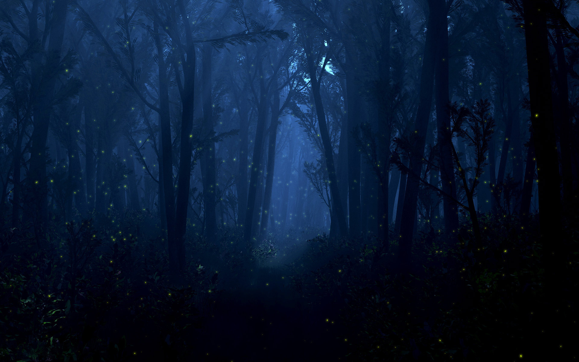 Fireflies In The Forest Wallpaper