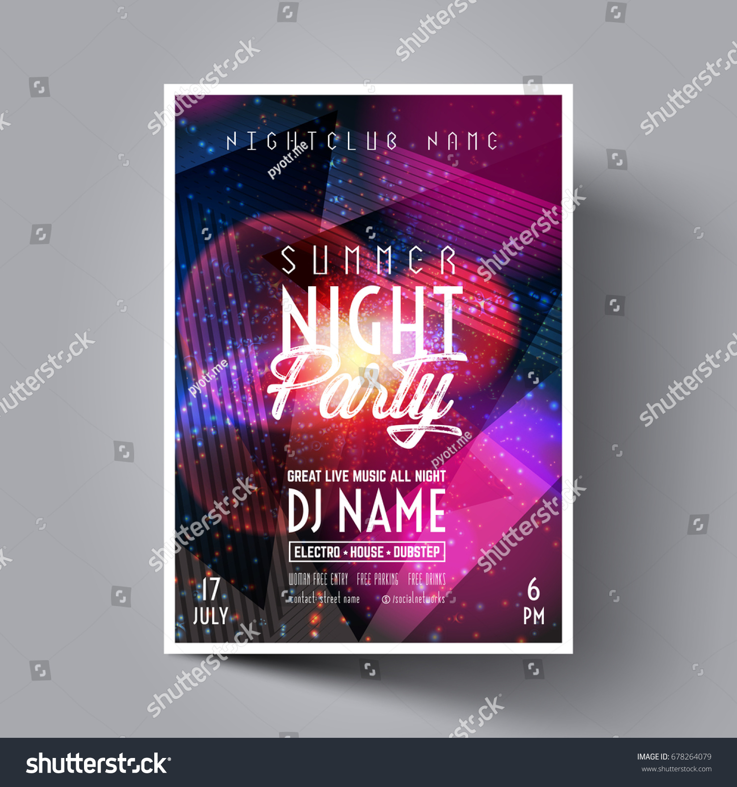 Electronic Music Festival Night Club Party Stock Vector Royalty