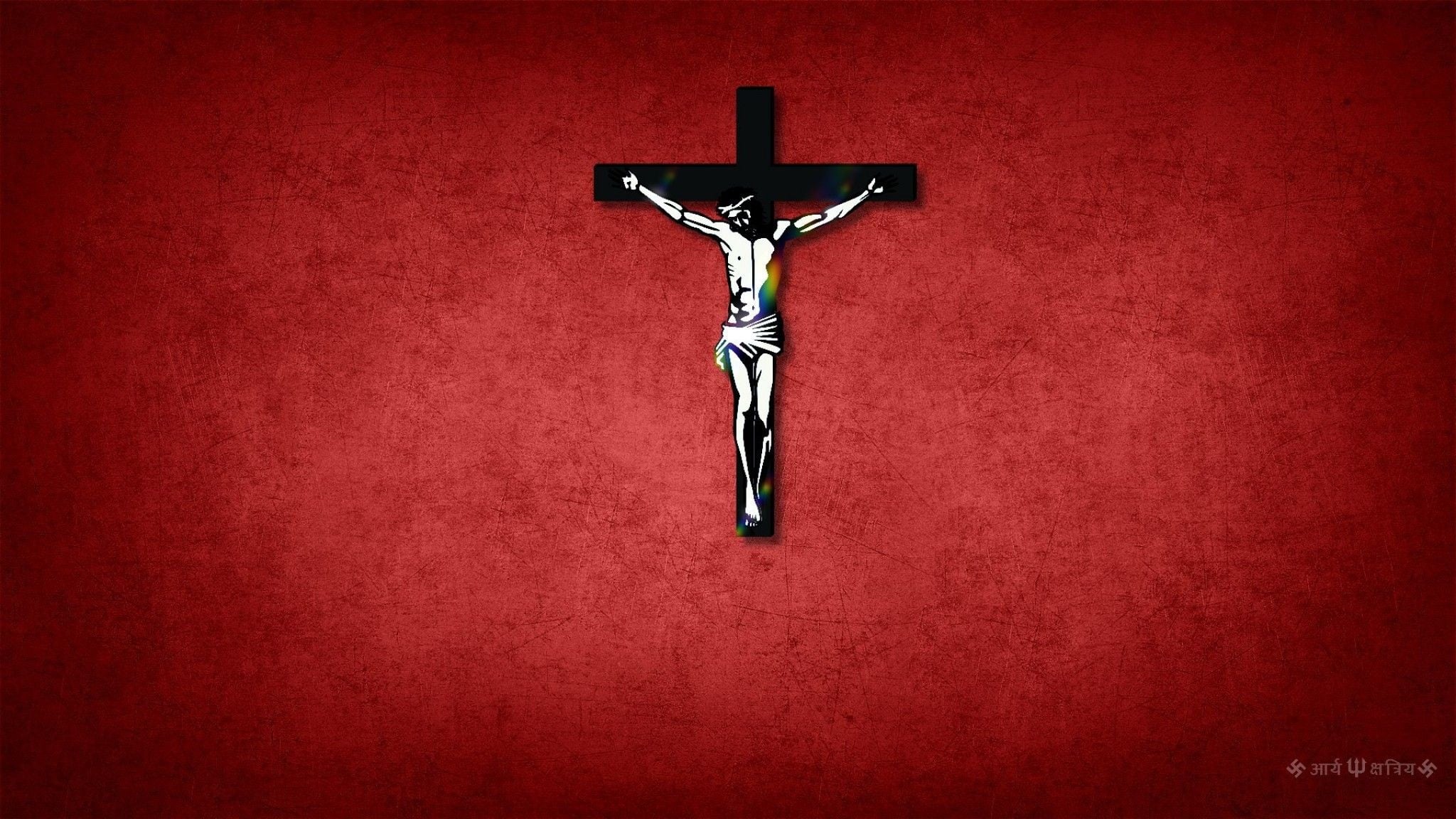 Jesus Christ on the Cross - Red Background