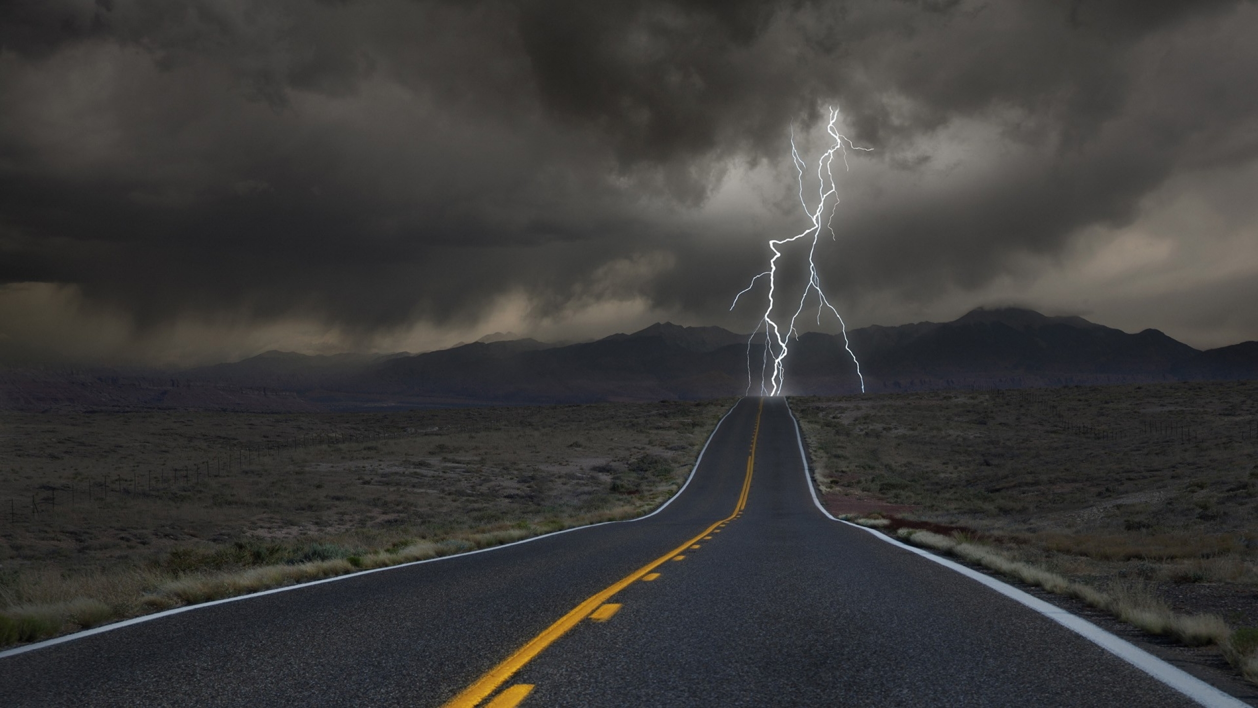 Clouds Nature Desert Storm Roads Colorado Lightning Strike