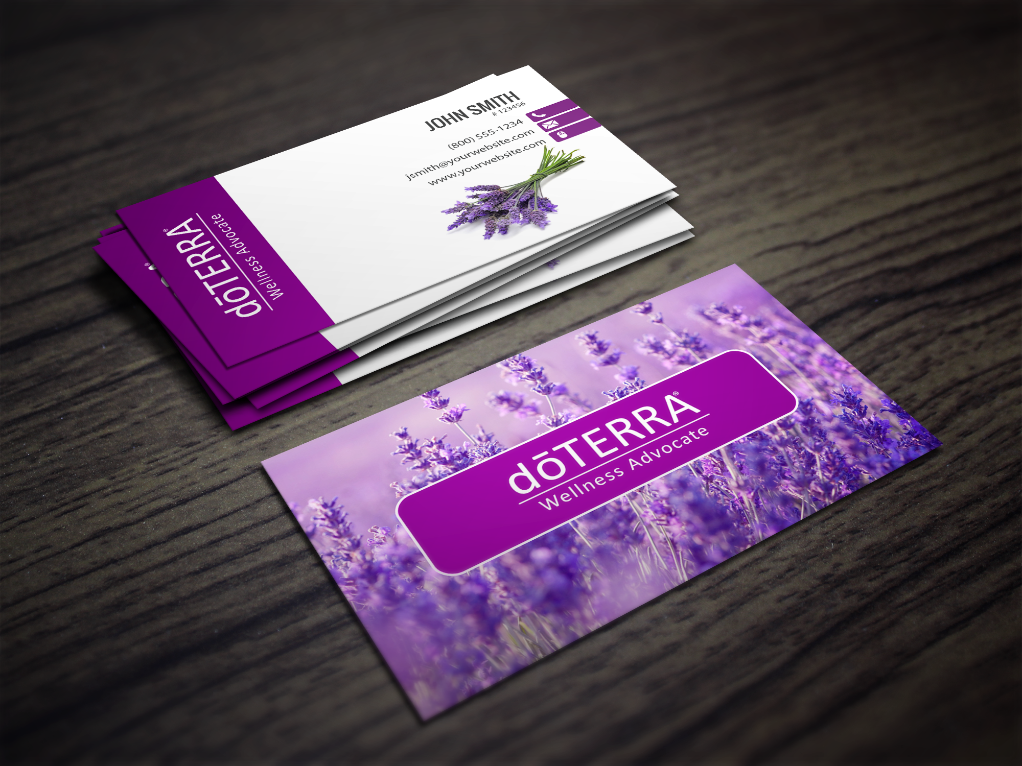 Doterra Business Cards With A Lavendar Field In The Background