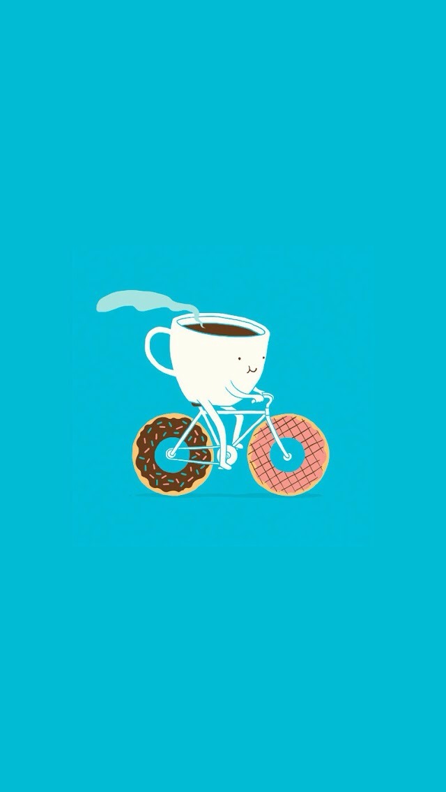 Cartoon Coffee and Donuts Wallpaper   Free iPhone Wallpapers