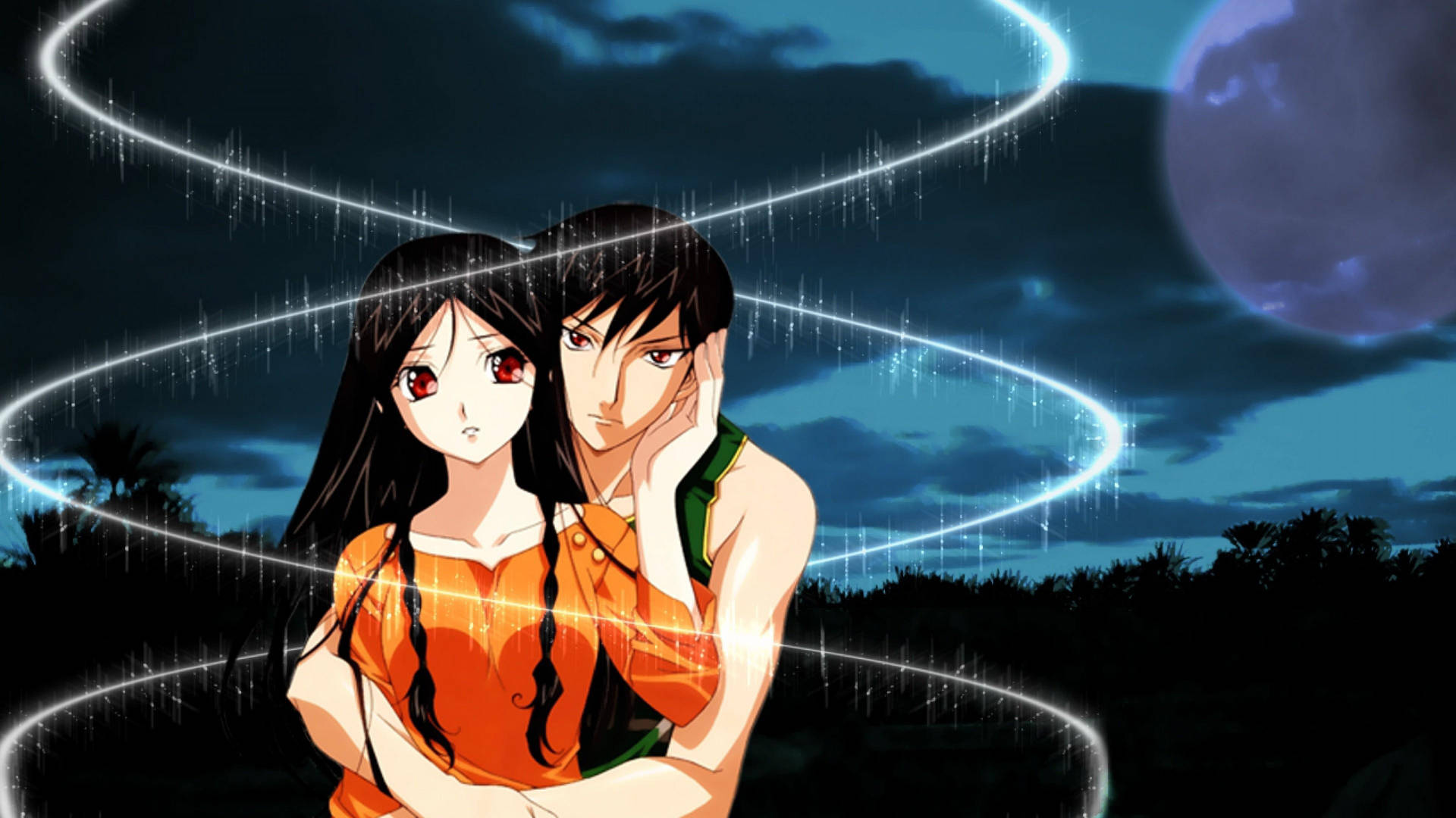Anime Couple Hug Wallpaper