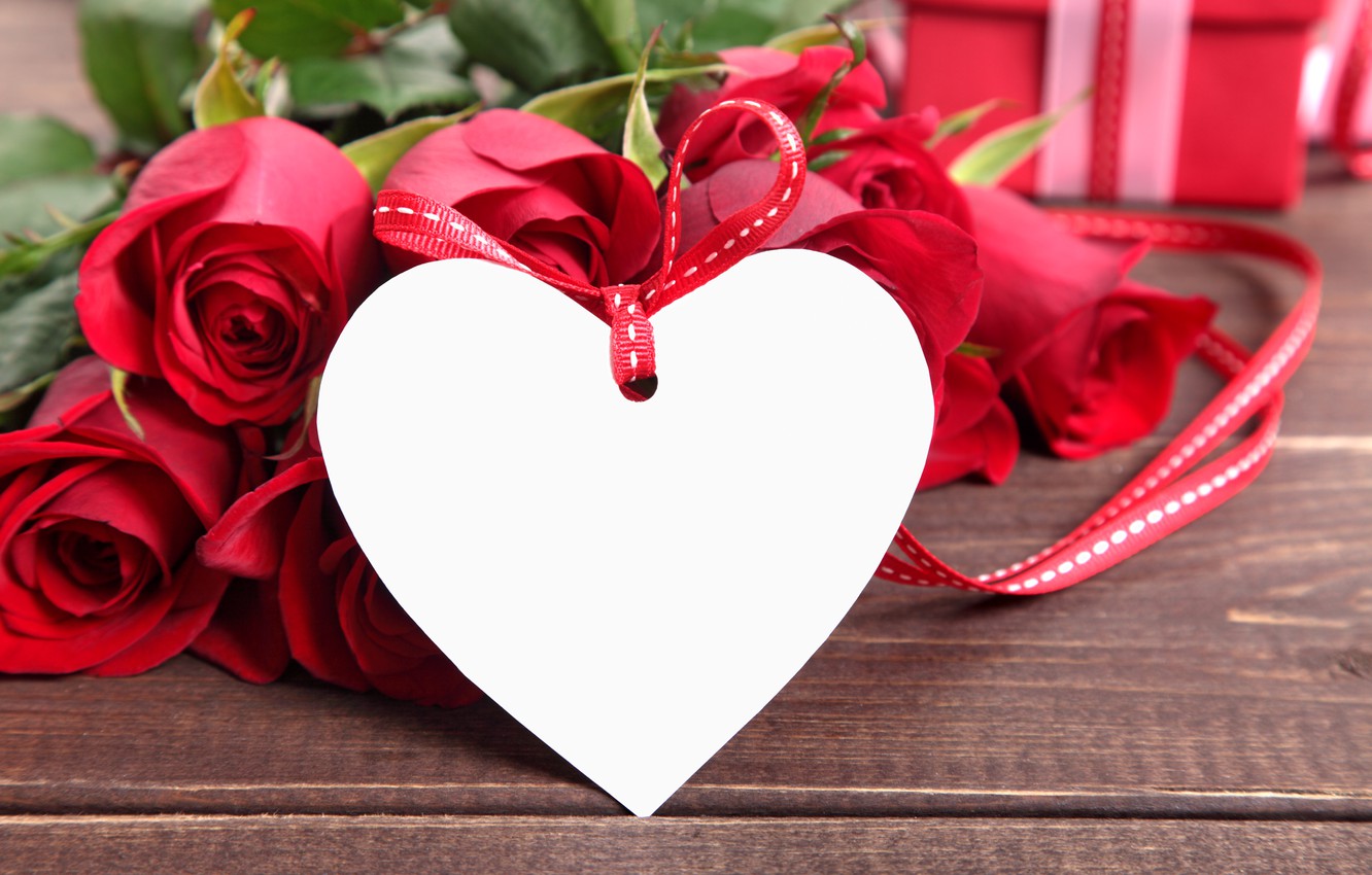 Wallpaper Red Love Heart Romantic Gift Roses