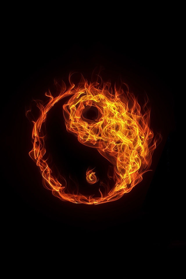 Burning Tai Chi Symbol iPhone Plus And Wallpaper