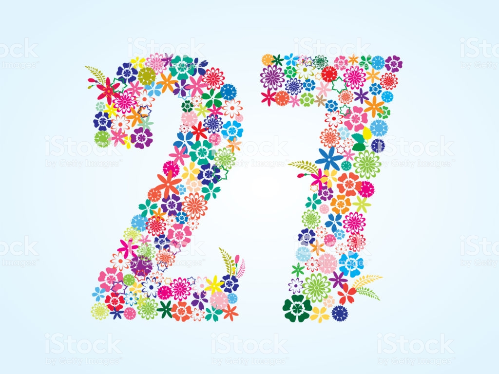 Vector Colorful Floral Number Design Isolated On White