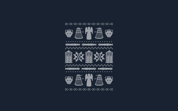 Christmas Jumper Doctor Who Blue Background Weeping Angel Wallpaper