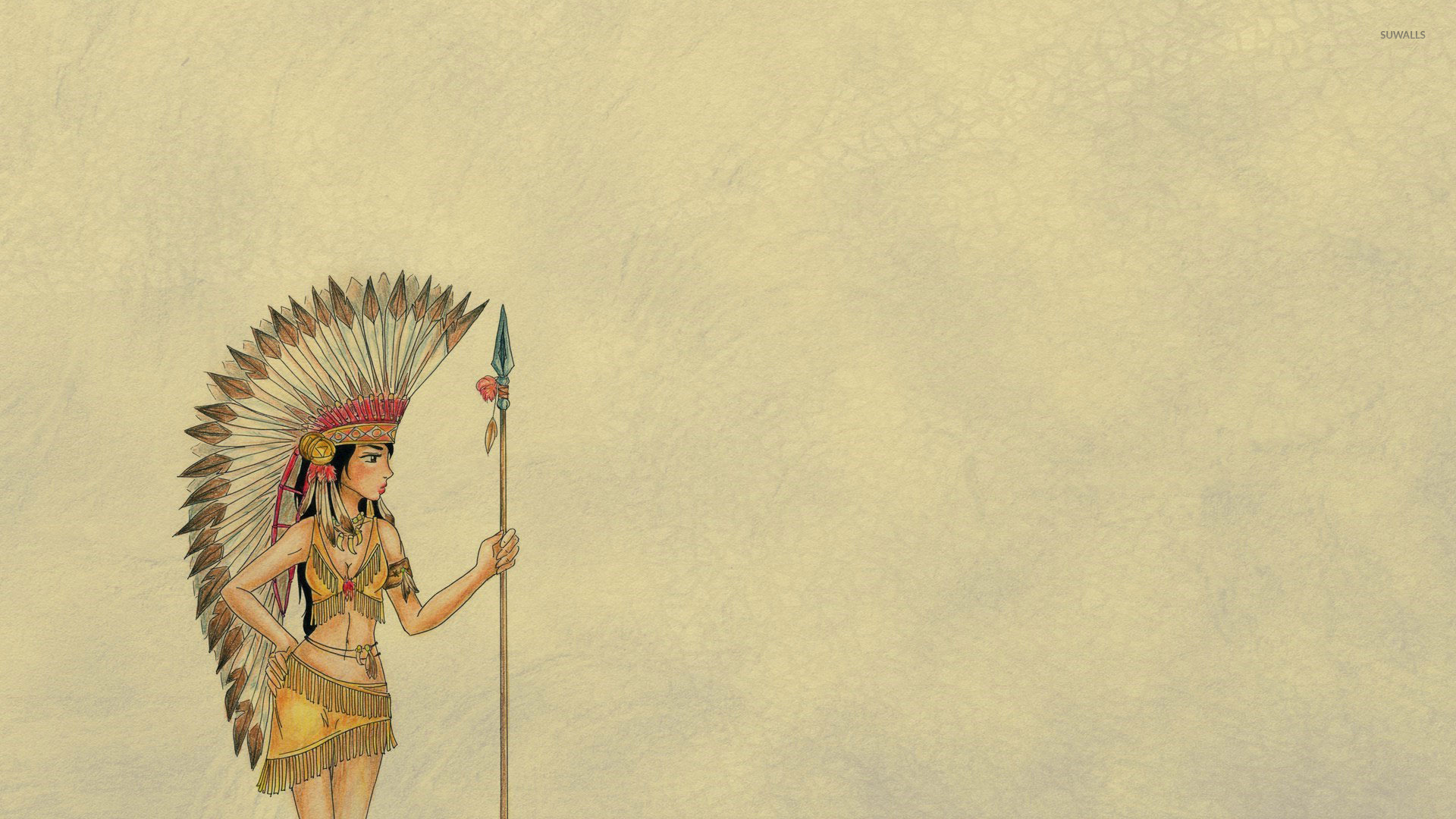 Native American Girl Wallpaper Digital Art