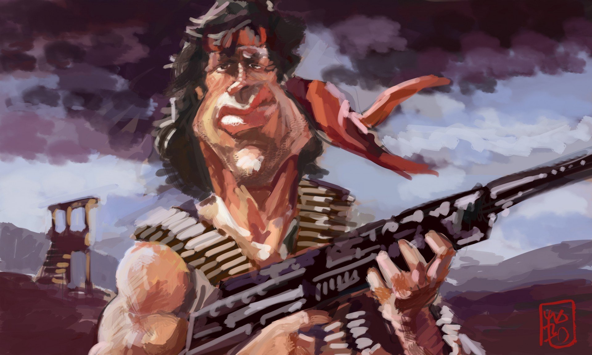 Cartoon Sylvester Stallone Rambo