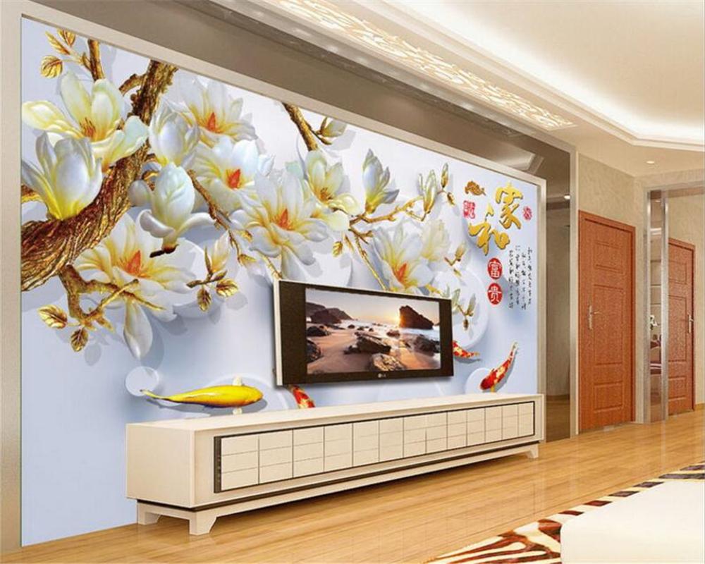 Wholesale Beibehang Wallpaper HD 3d Stereo Colorful Orchid House