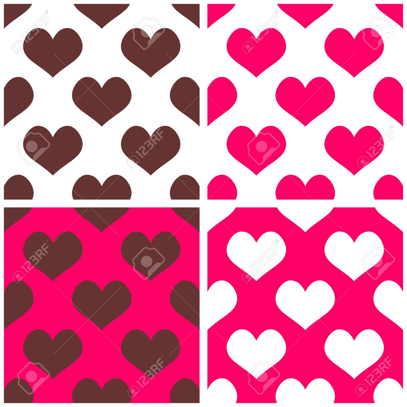 Seamless Pink Vector Background Set With Hearts Full Of Love