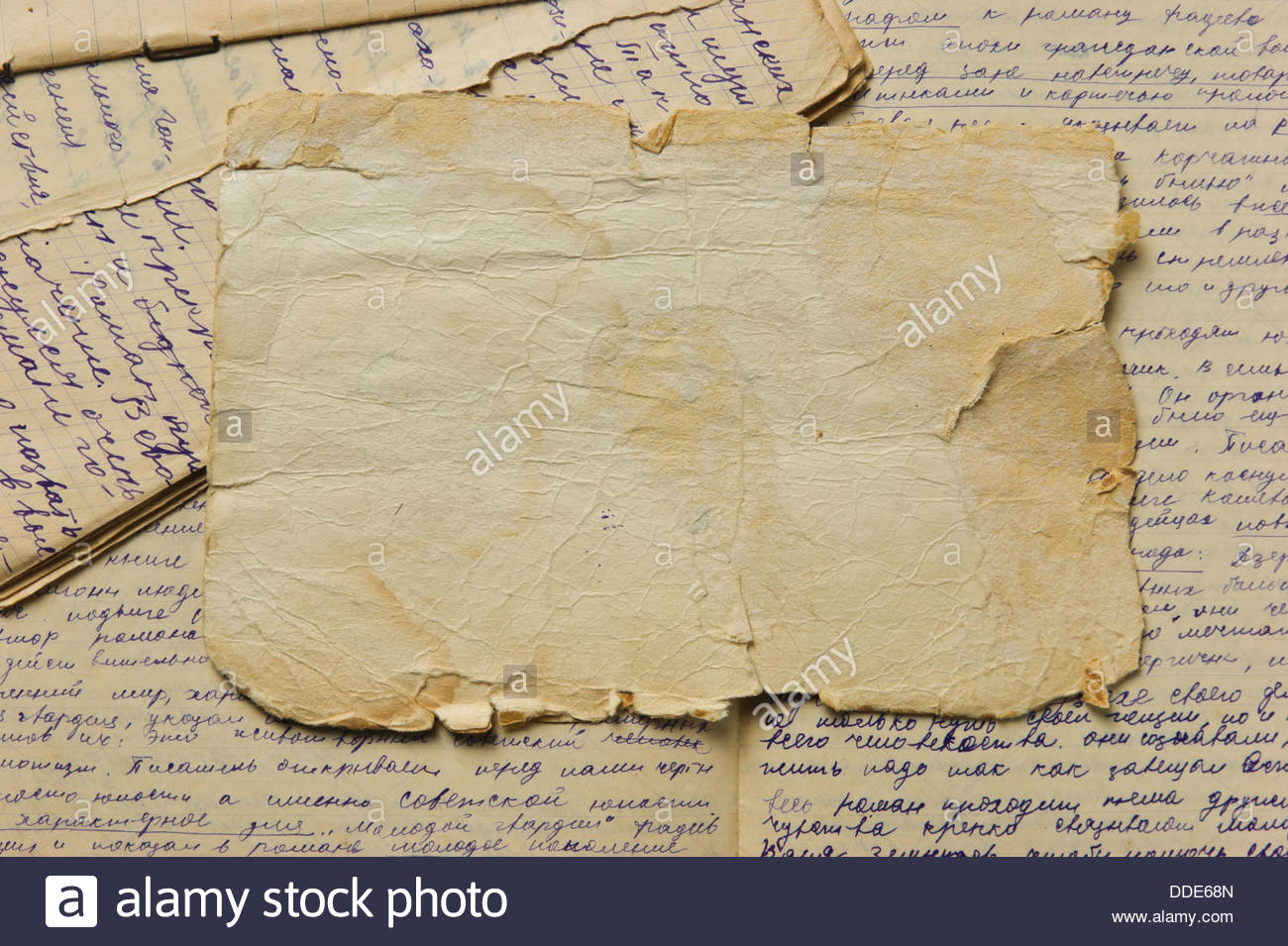 Vintage background with old paper and letters Stock Photo