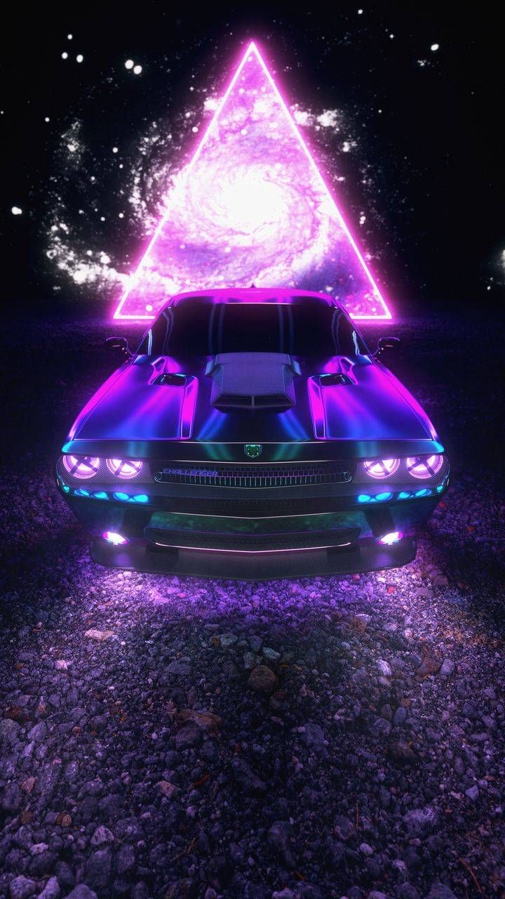 Neon Dodge Challenger Is iPhone Wallpaper Cool