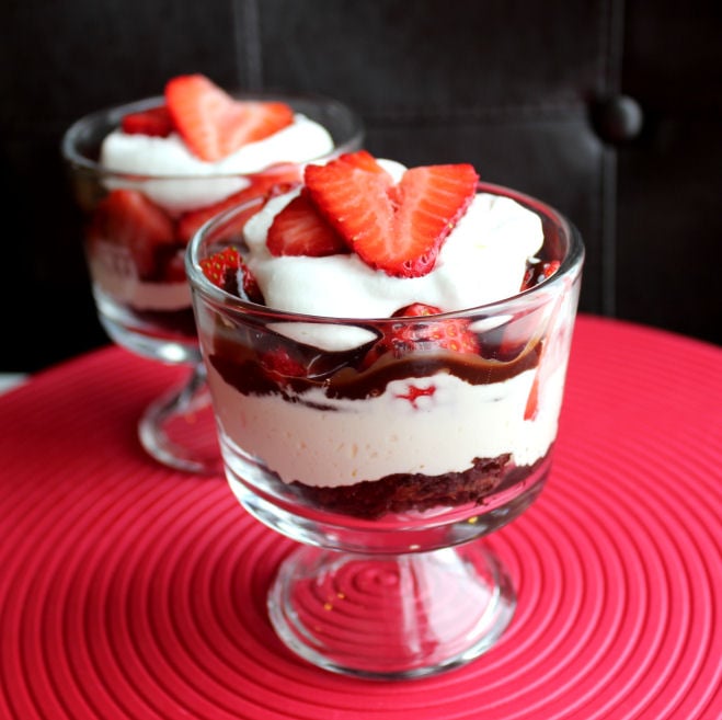 White Chocolate Strawberry Brownie Trifle