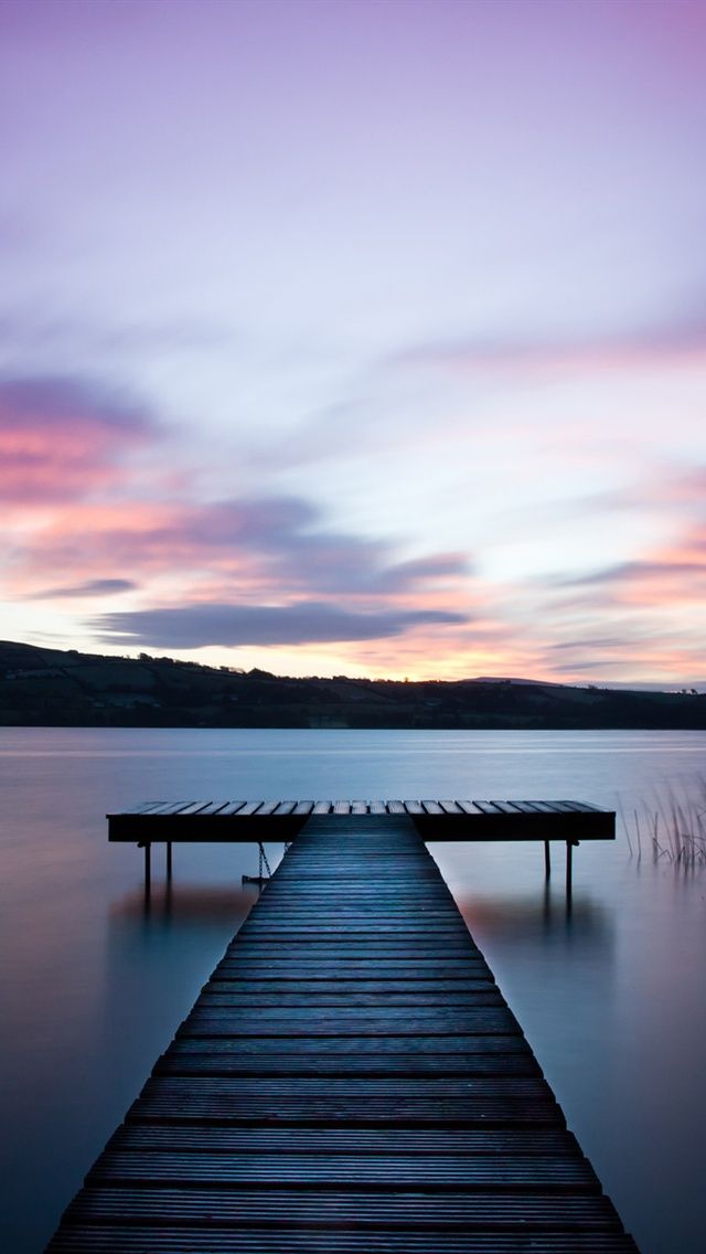 Ireland Landscape River Wooden Bridge Dawn iPhone Wallpaper