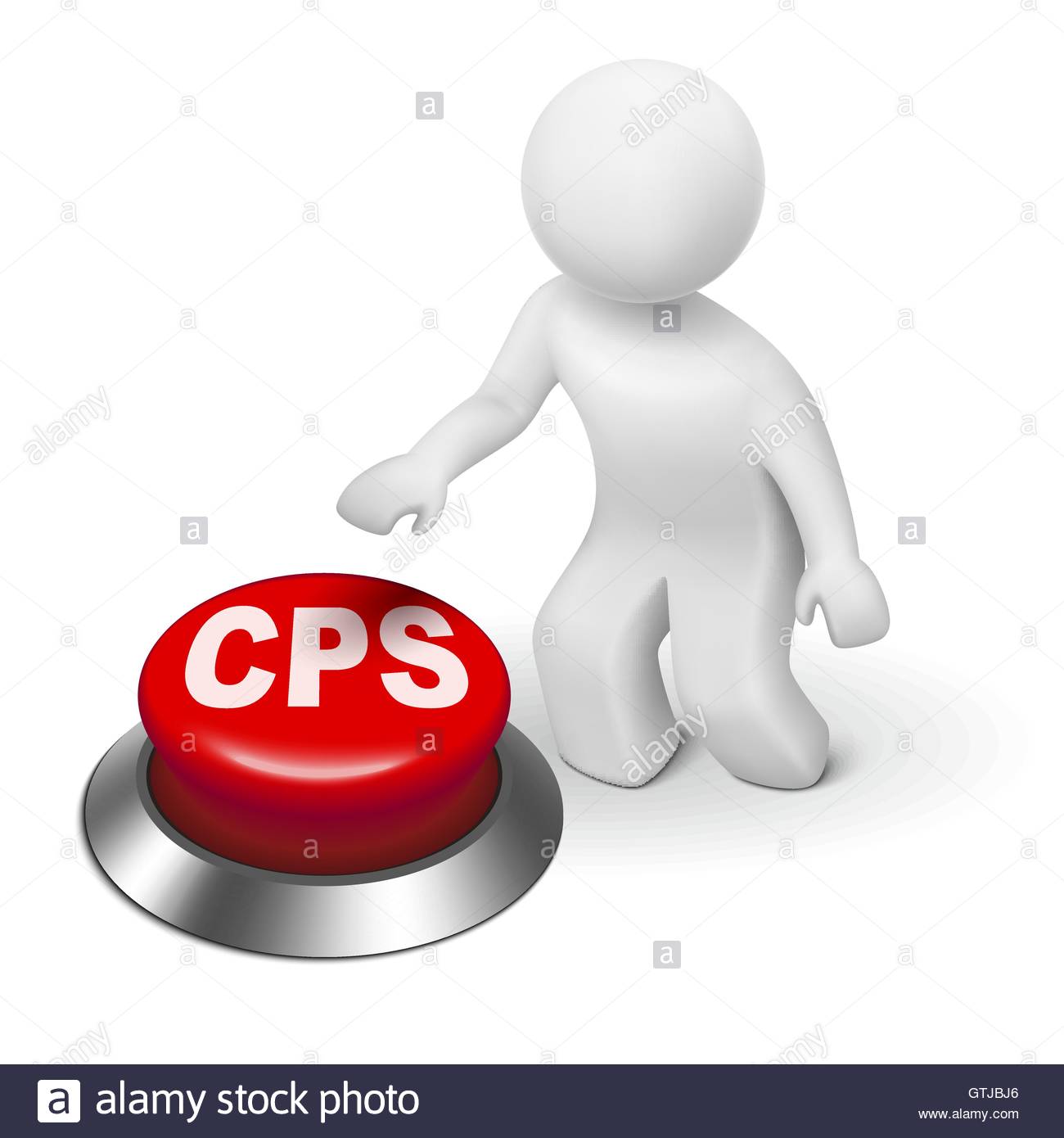 3d Man With Cps Cost Per Sale Button Isolated White Background