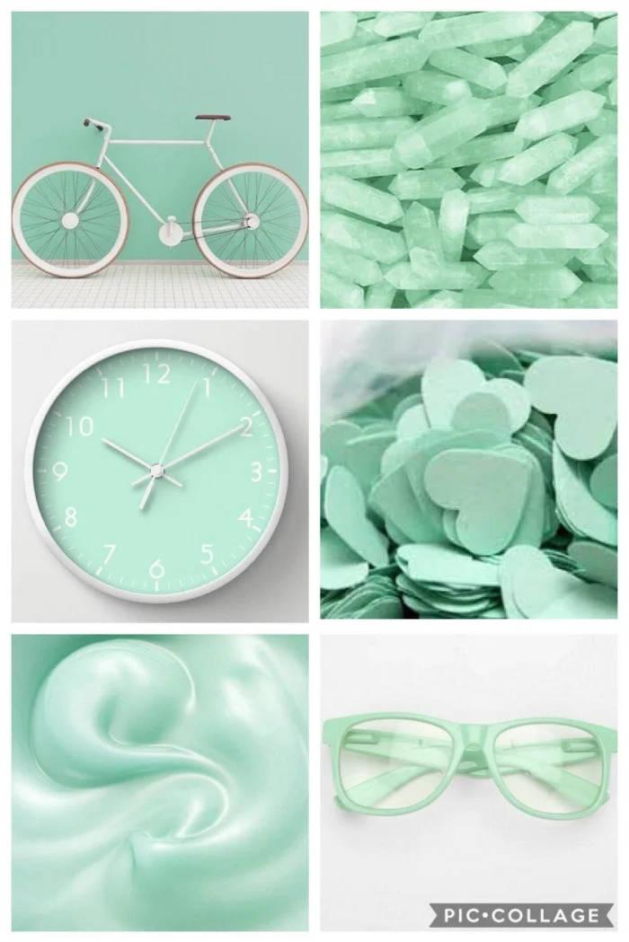 Download Mint Items Pastel Green Aesthetic Wallpaper