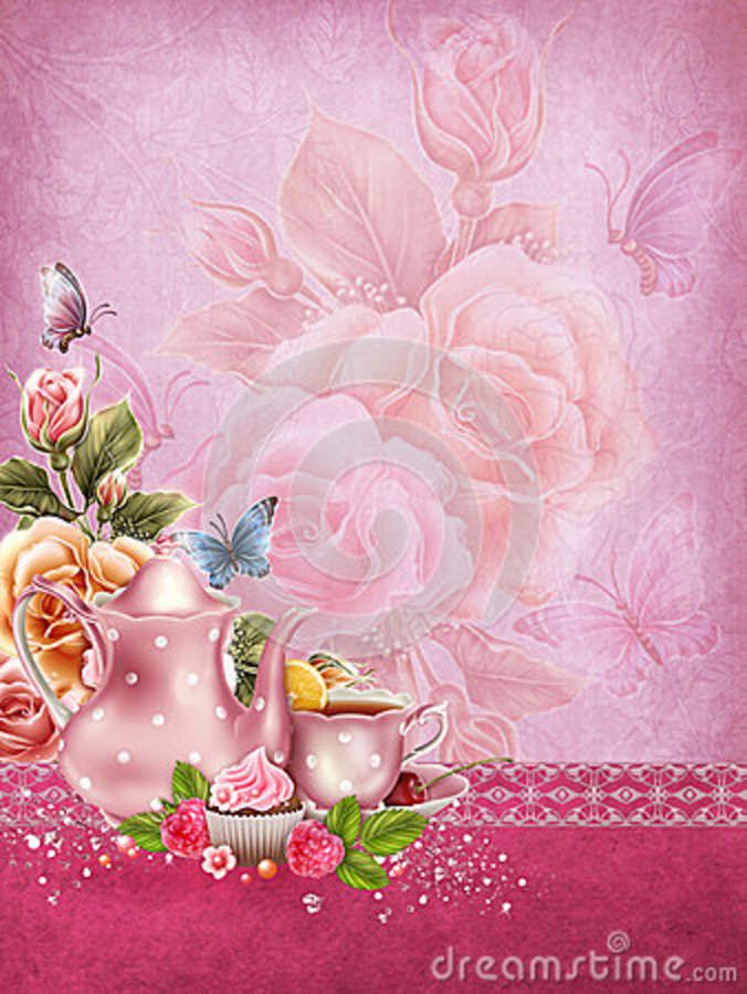Flower Teacup Clip Art Pink Background With A Tea Pot Cup And