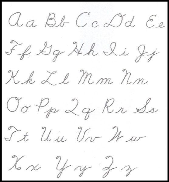 Letters Of Alphabet In Cursive