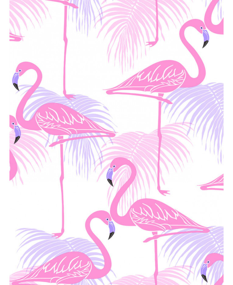 Flamingo And Palm Leaves Wallpaper Pink Lilac Fine Decor Fd42214