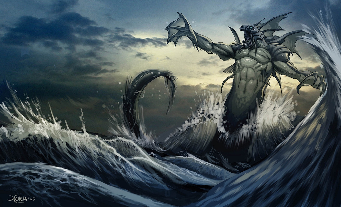 Sea Monster Puter Wallpaper Desktop Background Id