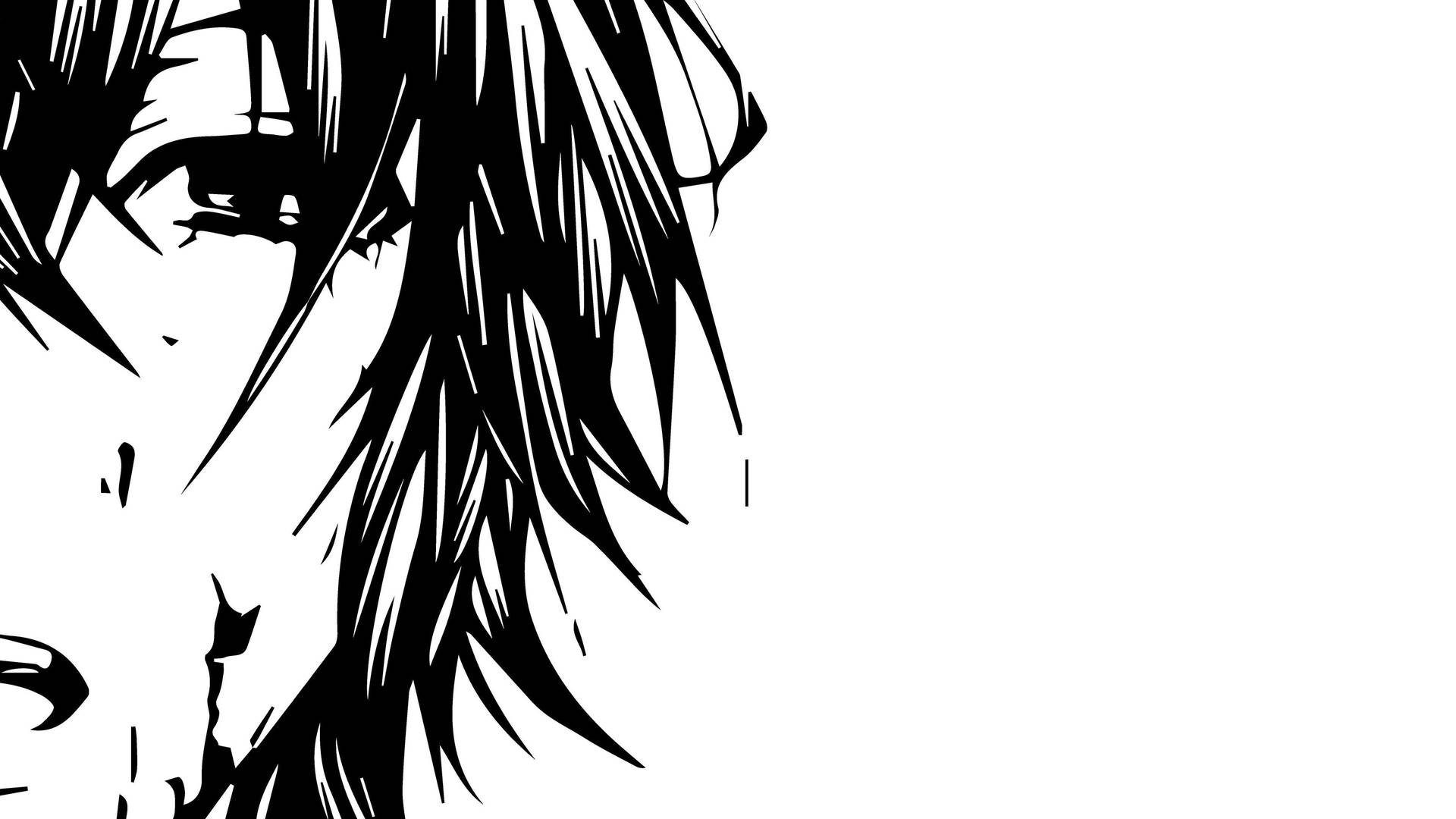 Close-up of an anime-style character with dark hair, possibly from the Aphmau series, in black and white against a white background