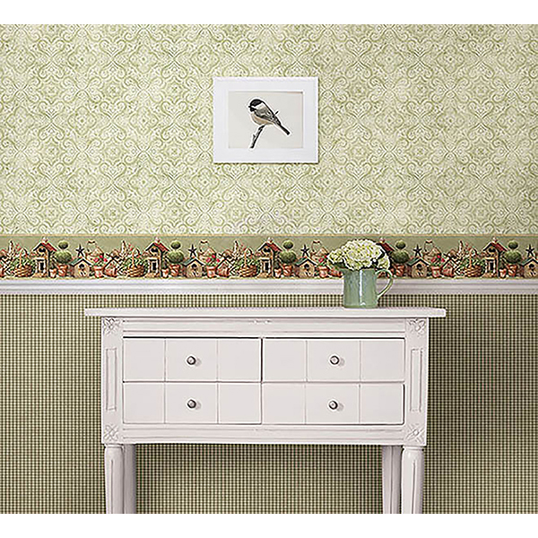 Ccb44016 Stripe Gingham The Cottage Wallpaper By Chesapeake